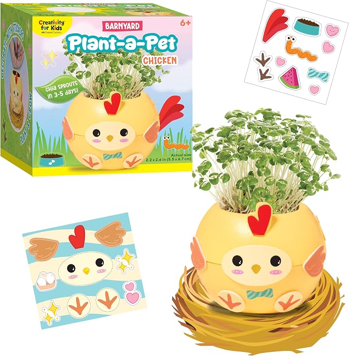 Creativity for Kids Plant-a-Pet Barnyard Pig Kit | Decorate, Plant & Grow Your Own Pet | Chia Seed Gardening Craft | Spring Crafts & Screen-Free Kids Activity (Ages 6+)