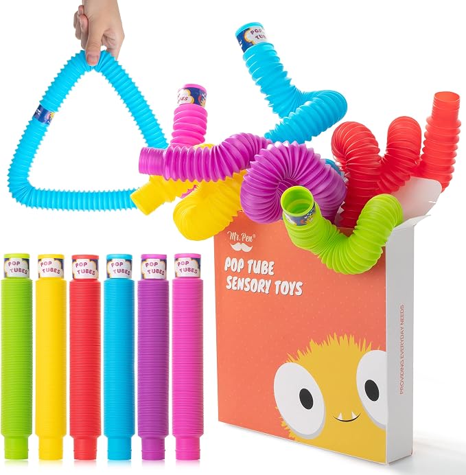 Mr. Pen- Pop Tubes Sensory Toys, 6 Pack, Large, Pop Tubes