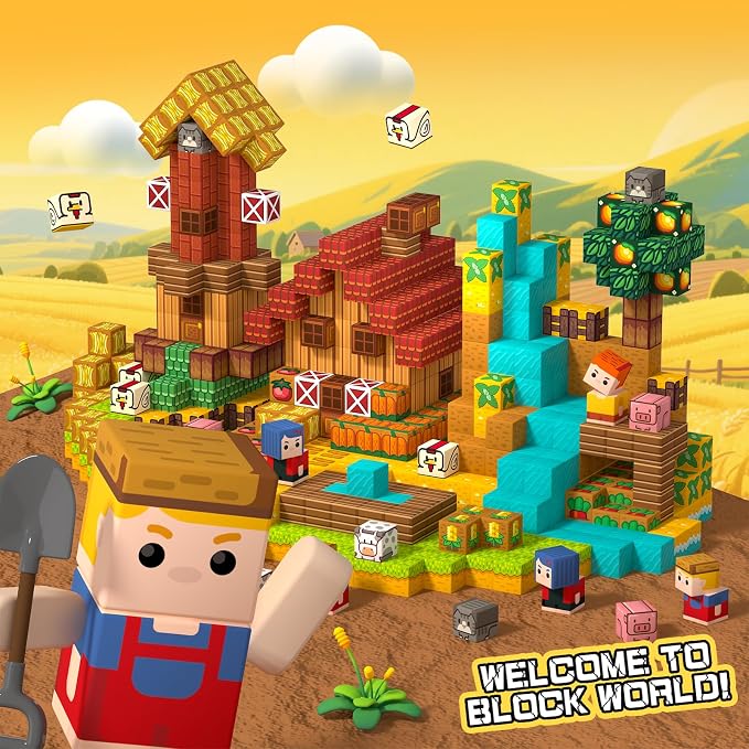 idoot 200PCS Farm Magnetic Blocks, STEM Building Toys for Kids Ages 3+ | Montessori Education for Kids, Cultivate Hand-eye Coordination & Creative Thinking, Birthday Gifts for Boys and Girls