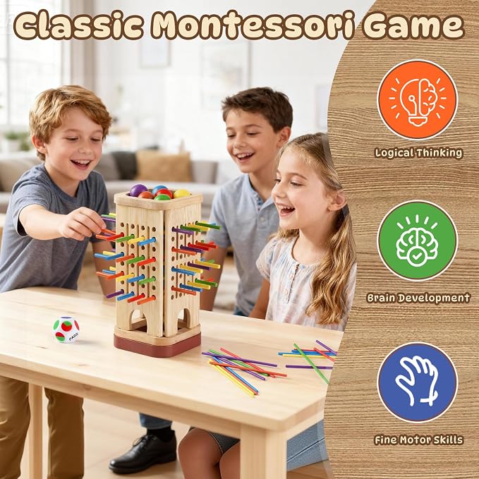 Montessori Board Game for Kids 4-8, Educational Math Family Games | Upgraded 2 in 1 Design with Storage, Multiplay Family Board Game, Montessori Educational Math Toy, Birthday & Christmas Gift