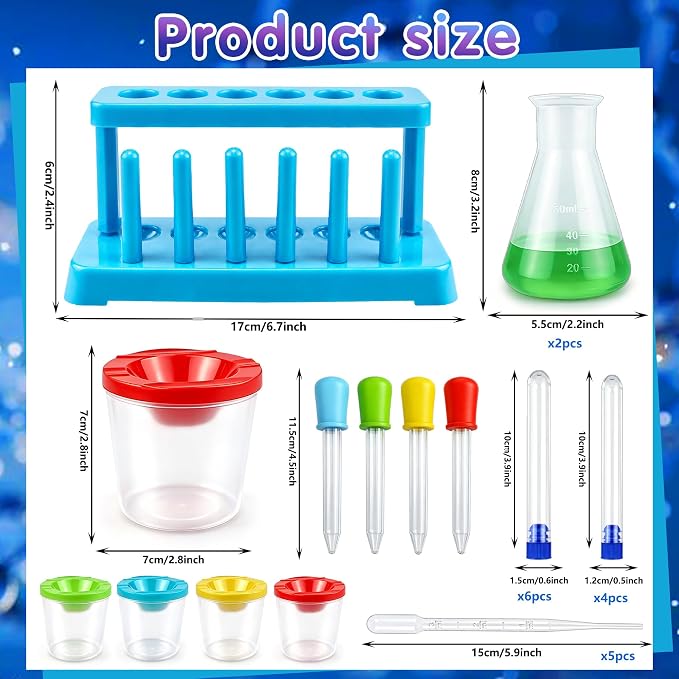 26PCS Science Lab Kit Plastic Lab Science Experiments and Test Tubes Set | Science Experiments for 6-8 Girls and Boys Classroom or Home Use Encouraging Curiosity for Students Learning Chemistry Set