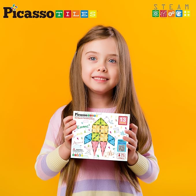 PicassoTiles Travel Size Series Magnet Building Blocks Toy Set mini Diamond Magnetic Construction Block Sensory Toys Preschool Toddler Boy Girls Age 3+ STEM Educational Learning Kit Pretend Play PTM13