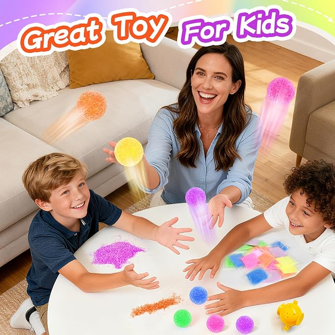24 Packs Gift Bouncy Ball Kit with Cards for Kids Magic Bouncing Ball STEM Science Experiment Craft Party Favors School Classroom Gifts Exchange for Boys and Girls