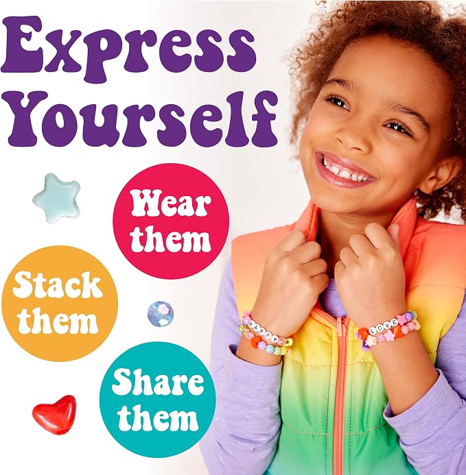 Creativity for Kids Rainbow Bead Jar Jewelry Making Kit: Makes 40+ Friendship Bracelets, DIY Crafts for Girls, Great Summer Activities for Kids (Ages 6+)