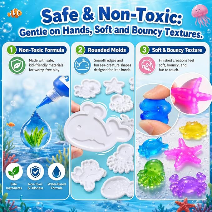 Magic Water Elf Toy Kit,20 Molds Safe & Non-Toxic Squishy Making Kit Focus & Concentration,Fun No-Mess STEM Activity-DIY Glow Magic Elves Craft for Boys Girls (12solid+6glow+4Sparkling+2Pearlescent)