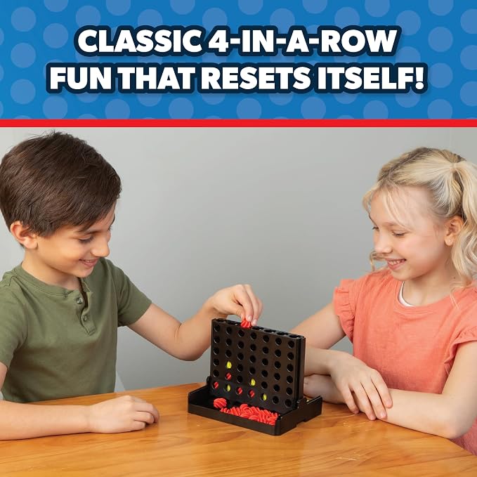Auto Reset - 4 in a Row Board Game - Board Games for Family Night - Strategic Game Play - Multi-Player Board Games - Ages 6+