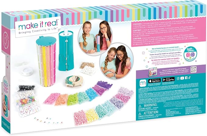 Make It Real Swift Clicks Deluxe Bracelet Studio - Create Colorful Friendship Bracelets with Swift Clicks Deluxe Design Tool - Includes Beads and Charms