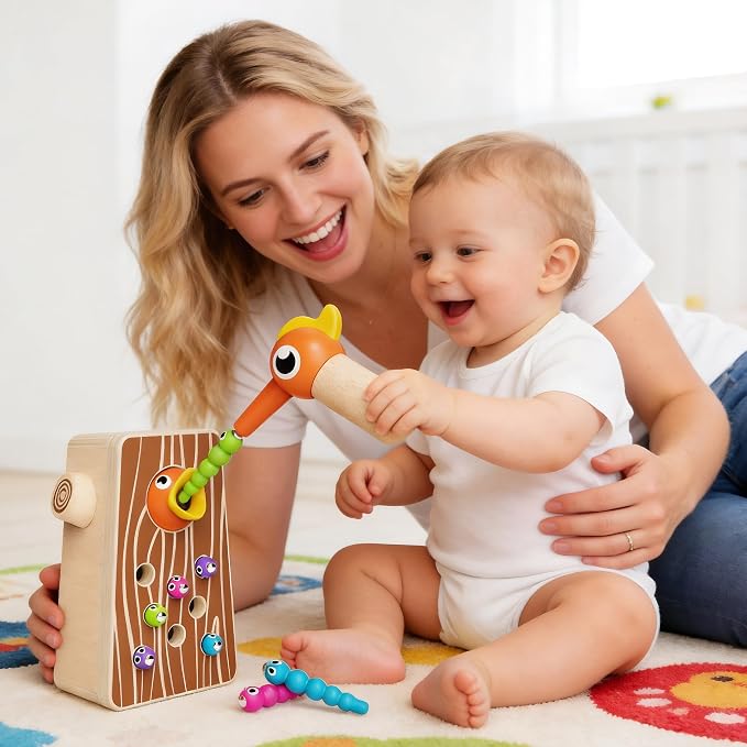 Montessori Wooden Bird Feeding Game for Boys and Girls Aged 2-4 | Toddler Fine Motor Skills Learning