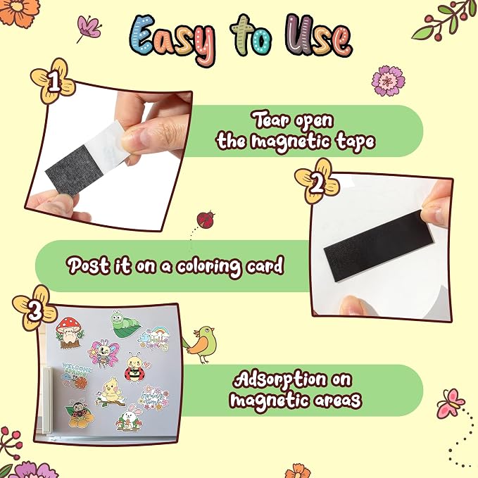 Hello Spring Coloring Art Crafts Kits- Welcome Spring Color Your Own DIY Magnets Blank DIY Coloring Fridge Magnets for Spring Holiday Birthday Easter Party Supplies School Classroom DIY Activity Favor