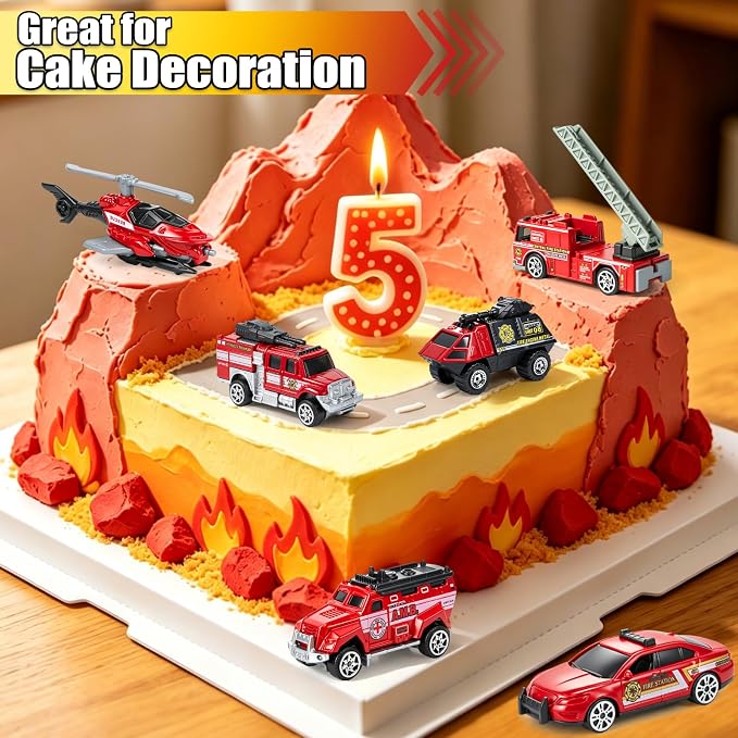 6 Pack Diecast Fire Truck, Mini Alloy Fire Truck Toy for Toddlers 3-5 Firetruck City Emergency Cars Toys Set for Kids Boys Age 3 4 5 6 7 Years Old Goodie Bag Stuffers Birthday Gift