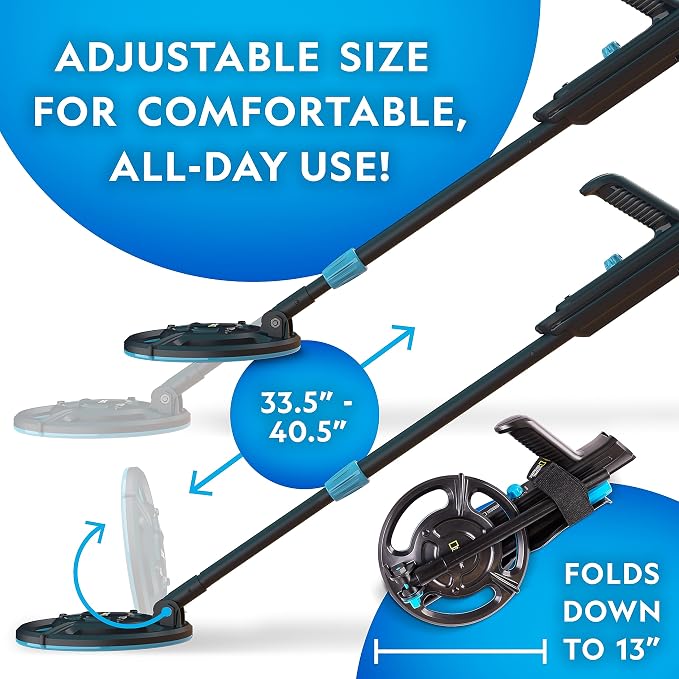 National Geographic Starter Metal Detector Kit for Kids Ages 8-12 | 7.4-Inch Waterproof Coil, Adjustable Design, Trowel Included, Lightweight Detector, Beach Treasure Hunting, Birthday Gift