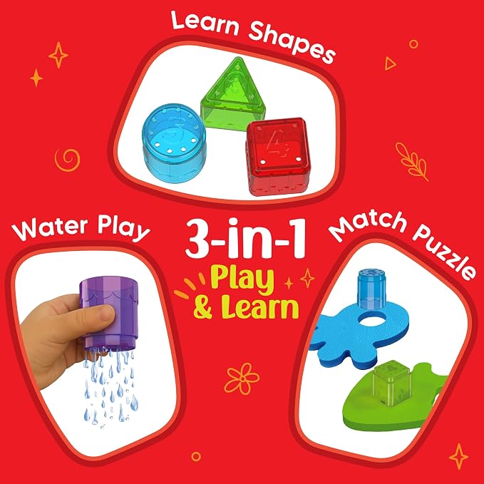 Imagimake Leaps & Bounds - Floating Bath Buddies, 3-in-1 Bath Toy, Ages 6M+ | Early Learning Bath Toy, Learn Colors, Shapes & Water Play, Gift for BabiesAges 6,7,8,9,10,11,12 Months