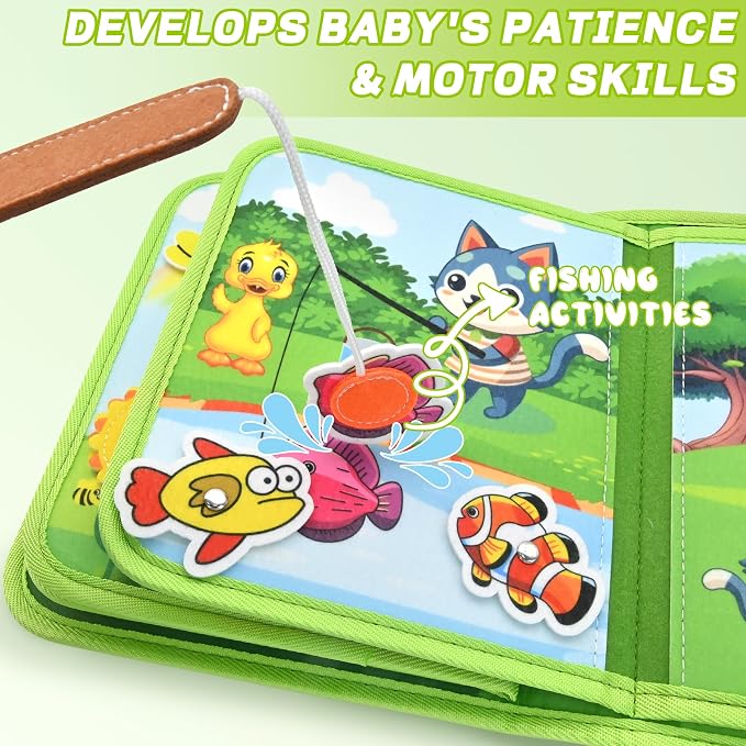 Jungle Educational Book for Toddlers 1-3 - Montessori Quiet Activity & Learning Book with Jungle Animals, Educational Toy for 1 2 3 Year Old Boys Girls, Travel Toy for Airplane & Car Trips