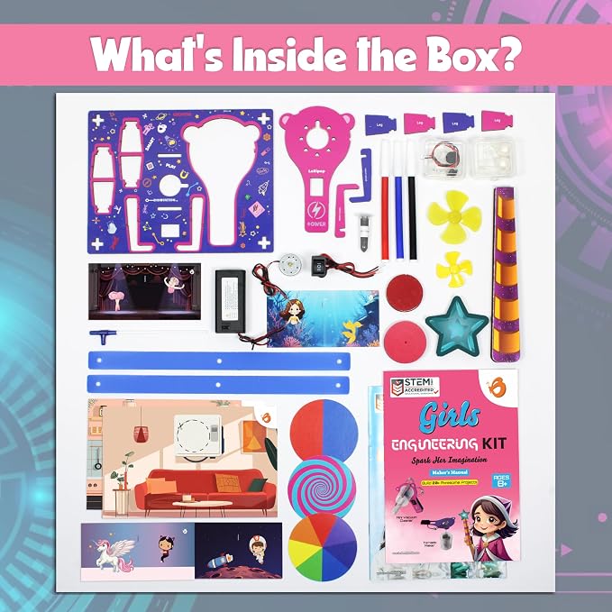 Butterfly EduFields 100+ Girls Engineering Science Kit for Kids Age 8-12 | 100+ STEM Projects & Science Experiments | Educational Learning Toy | Birthday Gifts for 8 9 10 11 12 Year Old Girls