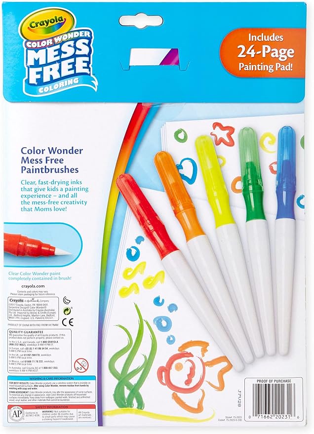 Crayola Color Wonder Paintbrush Pens & Paper, Mess Free Coloring for Toddlers, Painting Set, Toddler Arts & Crafts, Kids Gift, 6 Piece Set (Pack of 2)