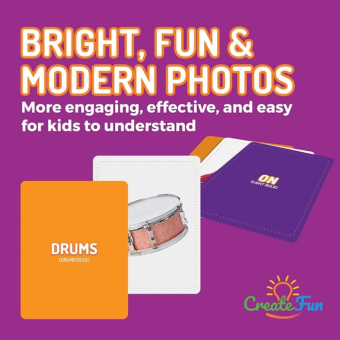 CreateFun 200 Go Together & Opposites Flash Cards for Speech Therapy, ESL | Real Photo Cards with Educational Language Matching Games - Speech Therapy,ELL,Autism,Dementia,Seniors & School Learning Kids