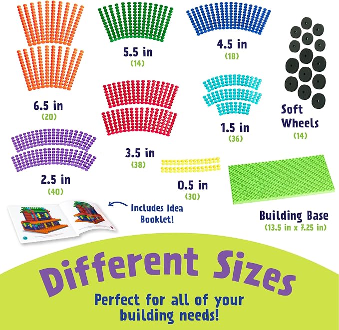 POPULAR PLAYTHINGS Playstix Deluxe Set, 211 Piece, Building Sticks Kit | for Kids Ages 4 and Up, Construction Stem Building Toy Gift, for Boys & Girls, for Kids