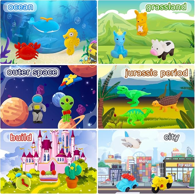 URSKYTOUS 151Pcs Animal Erasers Desk Pets for Kids Animal Pencil Erasers Bulk Puzzle Eraser Toys Gifts for Classroom Prizes,Game Reward,Treasure Box,Easter Egg Fillers,Goodie Bag Stuffer,Party Favors