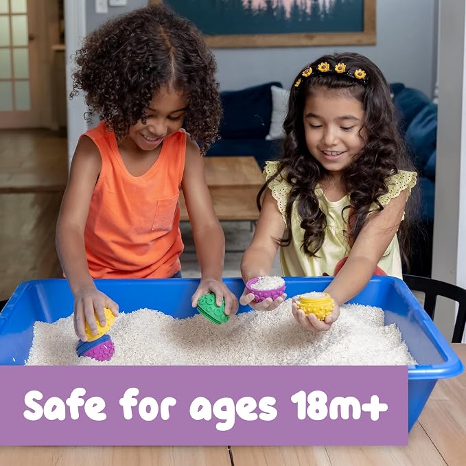 SPARK & WOW Sensory Bin Texture Twists, 4 Hollow, Tactile Balls | Twist Them Apart, Mix and Match Colors and Textures, Sensory Table Tools for Toddlers