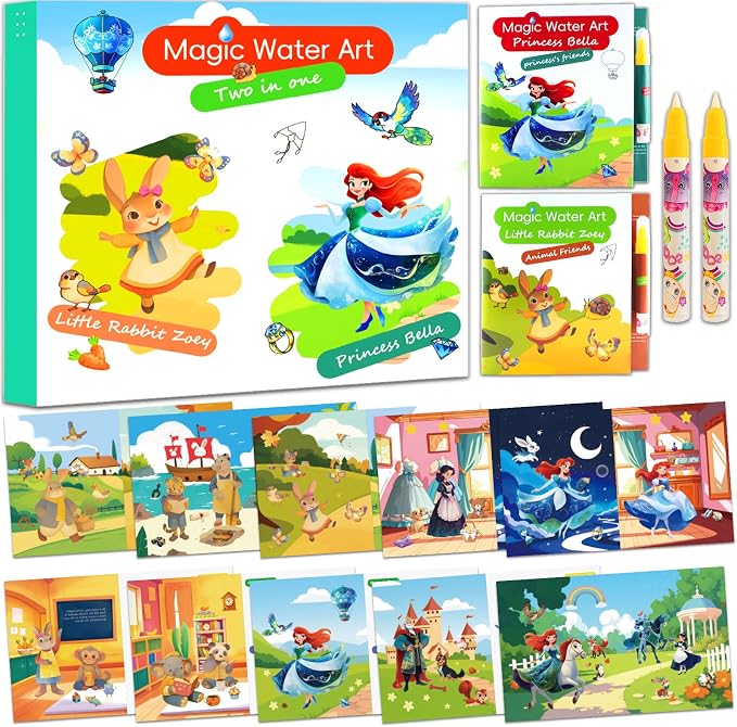 Mess Free Coloring Books for Toddlers, Reusable Water Toys for 3 4 5 6 Year Old Girl Boy, Road Trip Paint Activities, Travel Drawing Toys for Toddlers 3-5, Arts Crafts for Kids Ages 3-5 Birthday Gift
