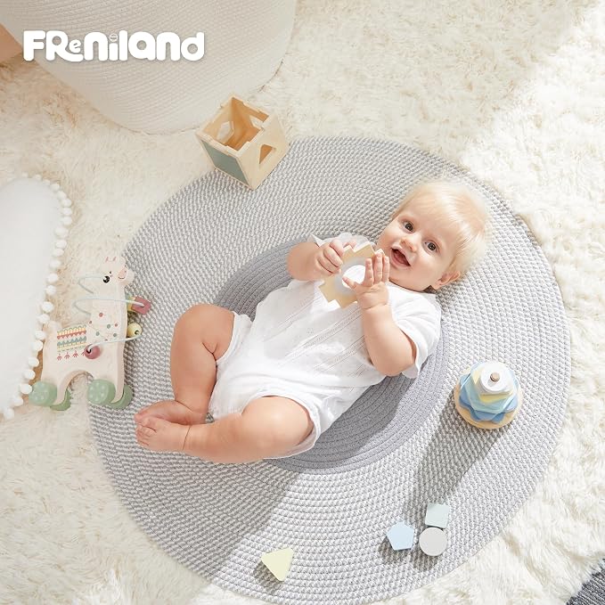 FReniland Montessori Toys for 1 Year Old，3-in-1 Wooden Baby Toys，Wooden Stacking Toy，Toddler Shape Sorting Cube, Llama Ring Toy,Newborn Baby Gift Sets for Boys and Girls