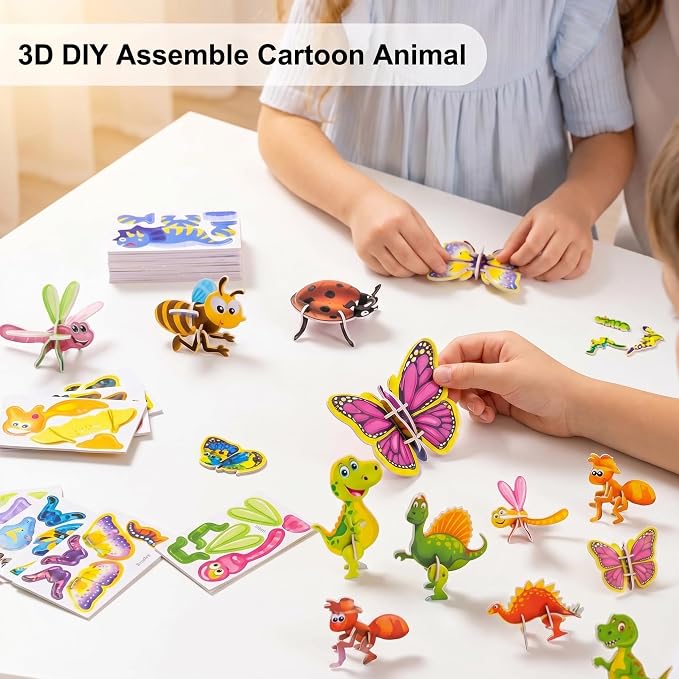 25 Pack 3D Insect Puzzles for Kids, Educational DIY Paper Craft Kit, Fun STEM Activity for Boys Girls, Classroom Prizes & Party Favor Gift