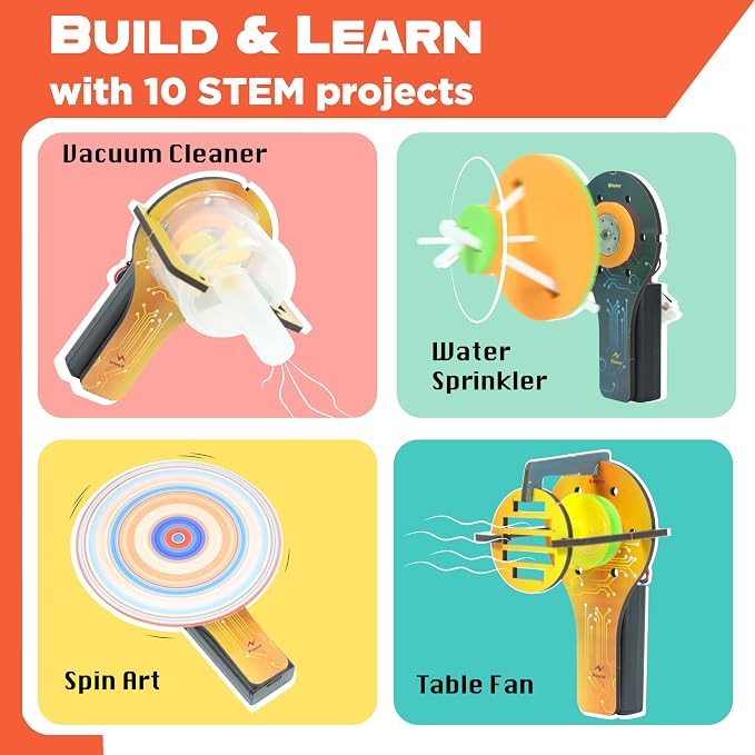 Butterfly EduFields 10in1 STEM Electricity kit for Kids 5-8-12| Science Kit | 10 STEM experiments with Engineering Building Toy, motor, and science projects for boys and girls ages 5 7 8-10 8-12