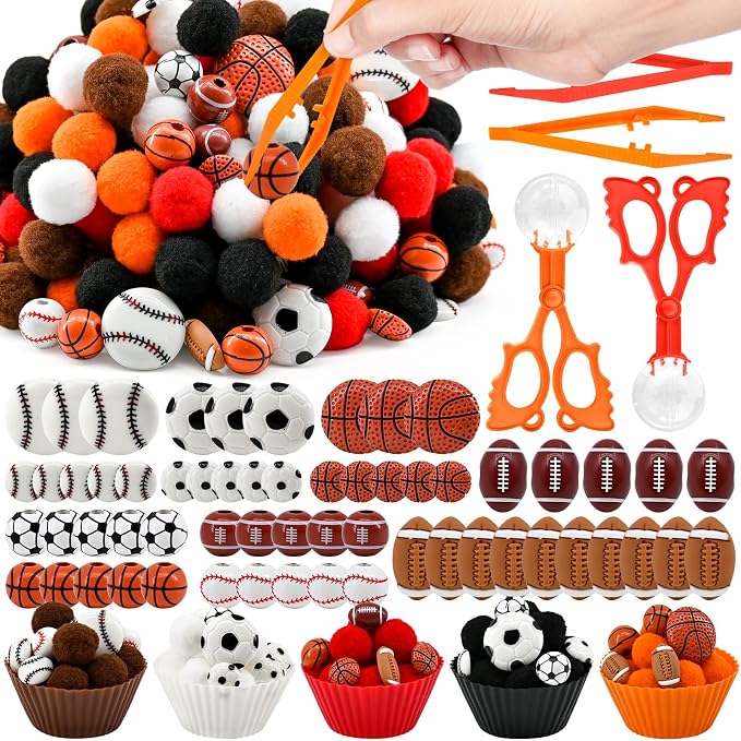 172 Pcs Sports Sensory Bin Items Baseball Basketball Soccer Football Counting Sorting Sensory Bin Filler Fine Motor Sports Counts for Summer Sorting Counting Decor