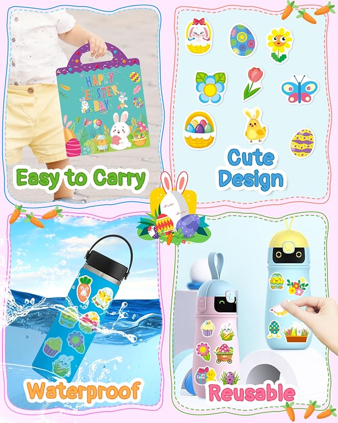 Benresive Reusable Sticker Book for Toddlers, Stickers for Kids, Travel Toy | Toddler Toys, Boys Girls Birthday Gifts, Airplane & Road Trip Essentials Kids, No Mess Waterproof Toddler Crafts Activities