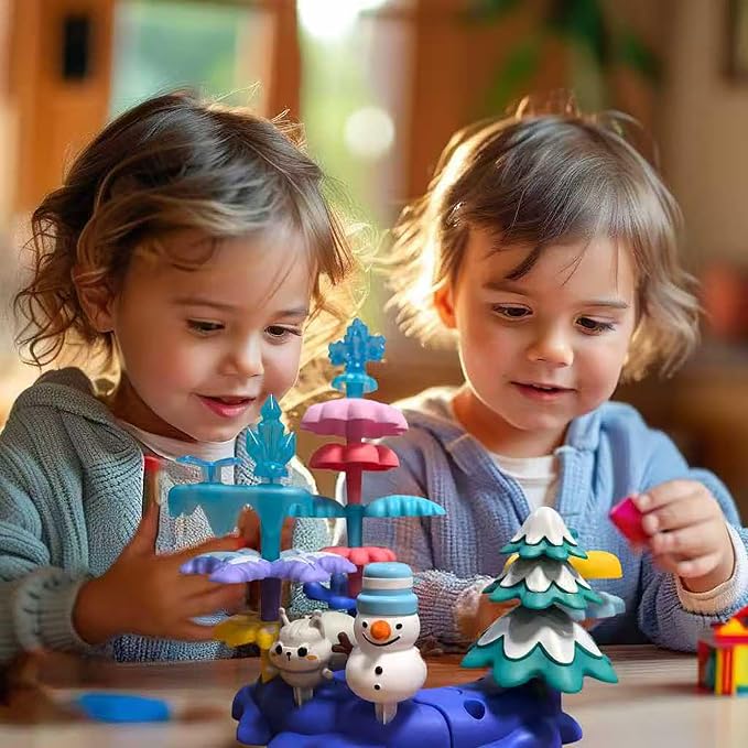 Snow Garden Stacking Toys 79PCS Coral Flower Garden for Toddlers | Marine Coral Creative Construction Building Toys Educational STEM Screen-free Christmas Birthday Gift for Kids Age 3-6