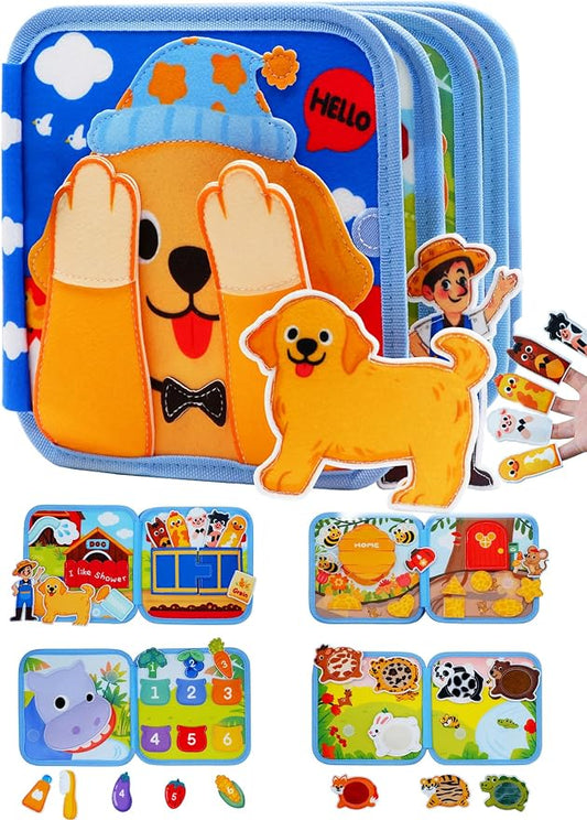 Toddler Busy Book Montessori Toys, Busy Board for Toddlers 1-3, Dog book | Travel toys, Travel essential, Learning activity, Quiet play, Gift ideal, Soft felt book, BPA-free, Non-toxic, Screen-free