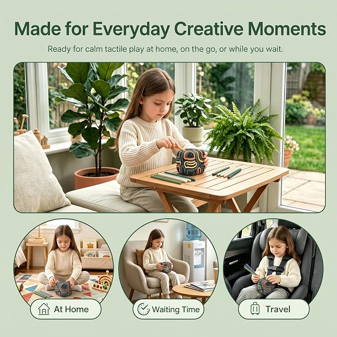 Sensory Activity Board Cube Fidget Toys for Kids & Adults - Zero Noise Silicone Quiet Toddler Travel Toys for Car Rides & Airplane - Autism ADHD Calming Toy Gift Stuffers with 15 Strings