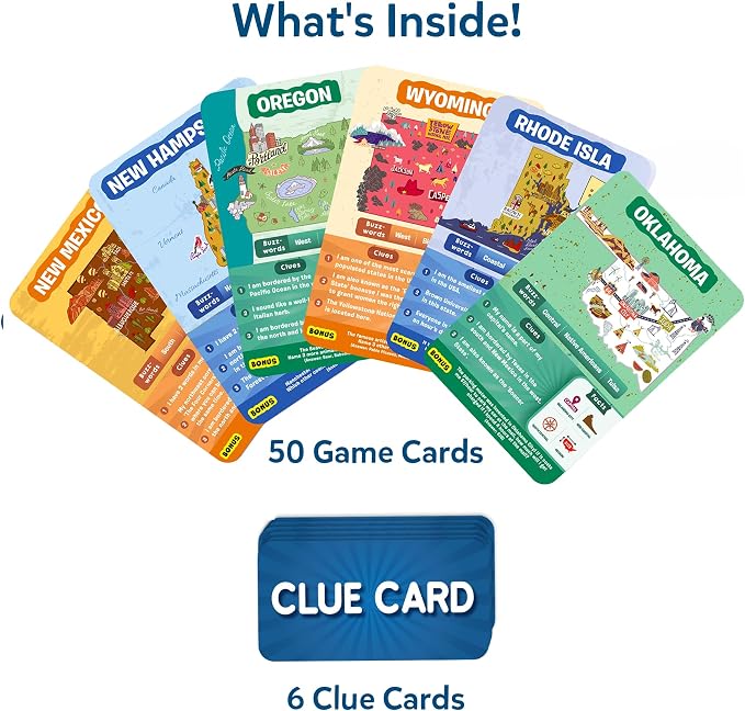 Skillmatics Guess in 10 – States of America, Geography Game, Gift for Kids | Educational Cards, History Trivia, Family Game Night, Travel Toy, Board Game, Screen-Free Fun, Boys & Girls Ages 8 and Up