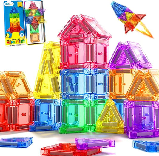 Magnetic Tiles Travel Essential Toys-Magnetic Blocks Building Kids Toys | Toddler Travel Toys, Travel Magnetic Tiles, Mini Magnetic Tiles, Classroom Must Haves, Outdoor STEM Toys, Montessori