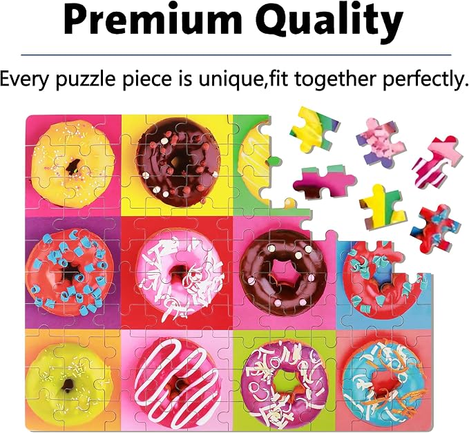 LELEMON Puzzles for Kids Ages 4-6,100 Piece Puzzles for Kids in Metal Box | Donut Puzzle Educational Kids Puzzles Jigsaw Puzzles for Kids Ages 6-8,100 Piece Puzzle Games Toys for Girls and Boys