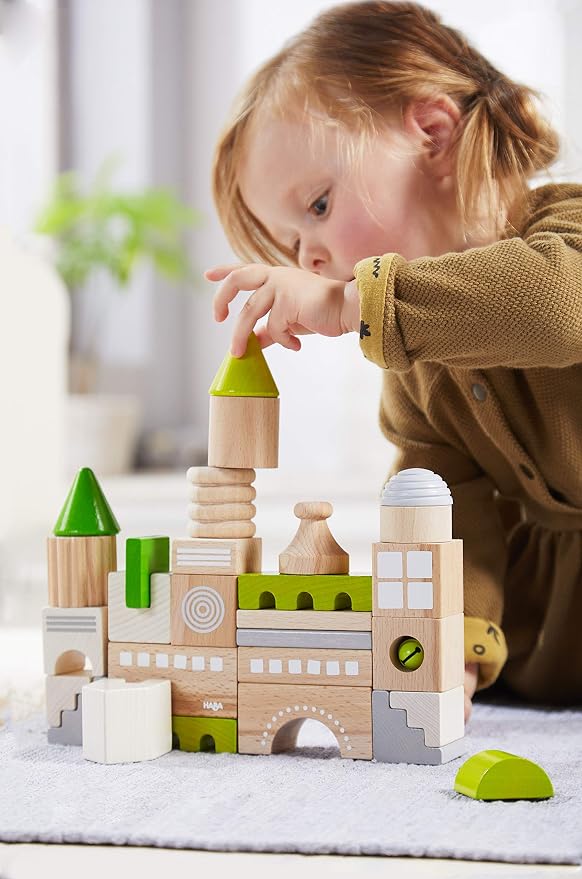 HABA Wooden Block Coburg Set - 28 Piece Building Block Set for Toddlers and Kids - Wooden Stacking Toys Made in Germany, for 18 Months and Up