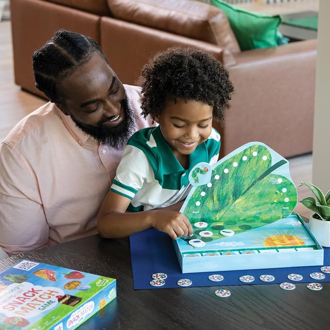 World of Eric Carle , The Very Hungry Caterpillar Snack Match Game – Cooperative Memory Board Game for Kids  Ages 4+, 2‑6 Players, 3‑D Leaf Board & 31 Tokens Included