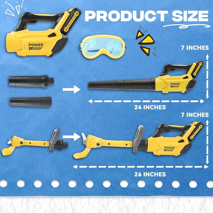 Toy Choi's 2-in-1 Kids Leaf Blower & Weed Trimmer Toy Gardening Tool Set | Outdoor Pretend Play Set with Realistic Lights & Sounds, Includes Safety Goggles, Gifts for Boys Girls Ages 3 4 5 6 7 8+