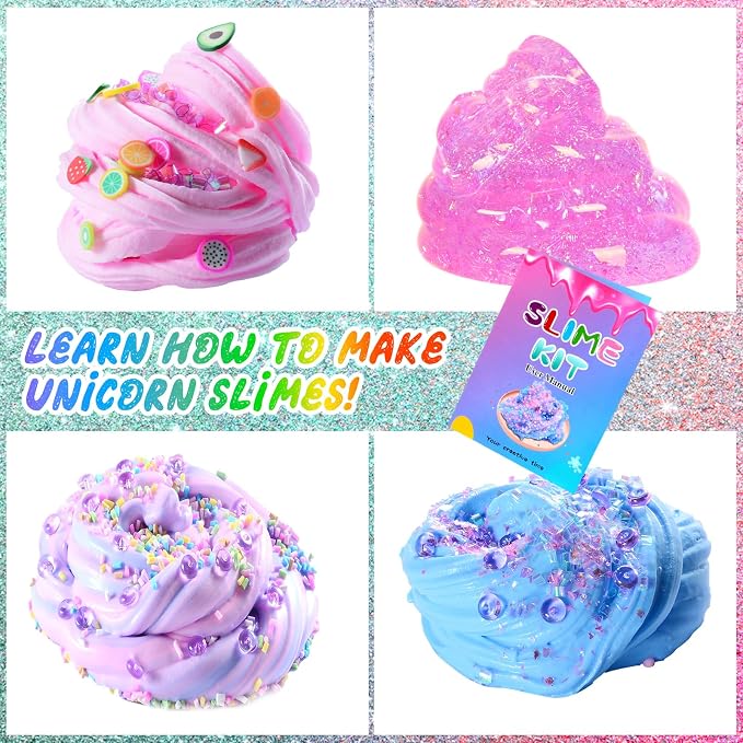 inksbui Confetti Slime Kit, Sparkling, Glimmer, Crunchy, Foam, Jelly Cubes Slime, Stress Relief Toys, Party Favors for Kids, for Girl Boys 6 7 8 9 10 11 12