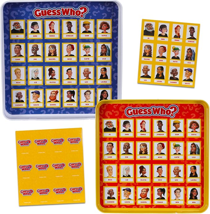 Hasbro Gaming Magnetic Game Travel Set for Kids - Bundle with 4 Travel Games in Tin Featuring Connect 4, Sorry, Trouble, Guess Who Plus Stickers | Travel Games for Kids 8-12