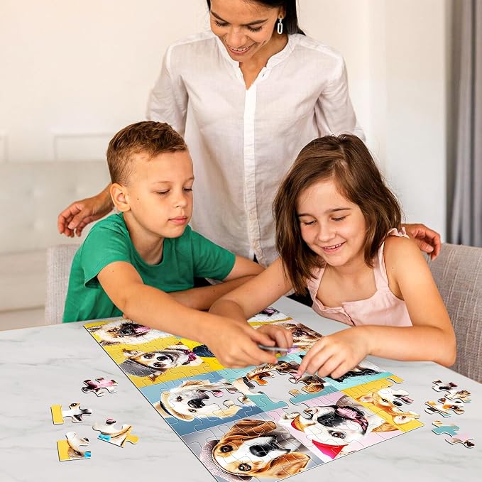 Puzzles for Kids Ages 6-8 8-10 10-12 Year Old and Seniors- Cute Dogs Portrait Jigsaw Puzzle- 100 Piece Puzzles Colorful Children Puzzle Educational Toys Puppy Animal Puzzl as Home Decor
