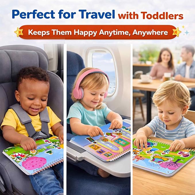 QUOKKA Jelly Sticker Books for Toddlers 1-3, 10 Fairy Tale Themes Unicorn Princess Mermaid, 40+ Large Thick Reusable Stickers, Waterproof Washable Toddler Activity Busy Book, Travel Toy | 10 Fairy Tale Themes with Unicorn, Princess, Mermaid - Waterproo...