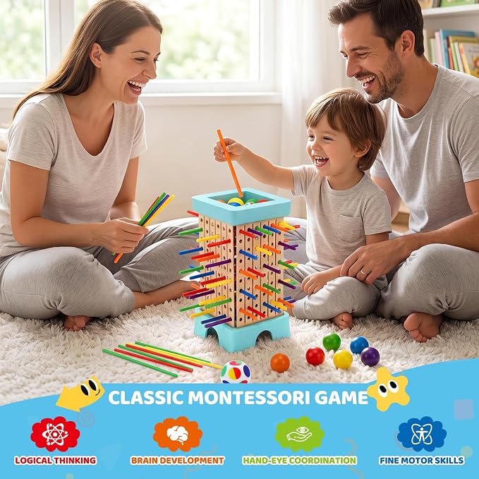 Montessori Board Game for Kids 4-8, Educational Math Family Games | Upgraded Plastic Detachable Design, Multiplayer Family Board Game, Montessori Educational Math Toy, Birthday & Christmas Gift