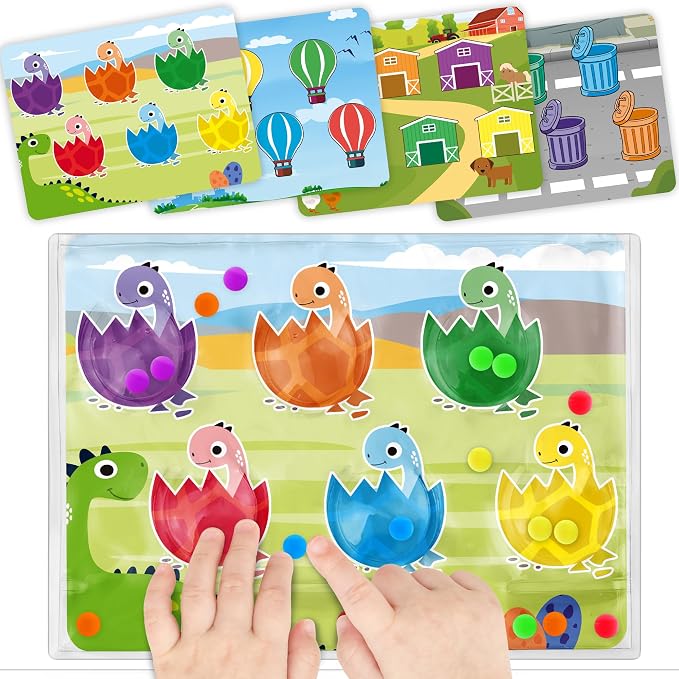2PC Airplane Travel Activities Toy Gift for Toddler Color Sorting Sensory Toys Color Matching Game Fine Motor Skill Autism Restaurant Quiet Fidget Toys for Kid 3 4 5 Year Old Easter Basket Stuffers