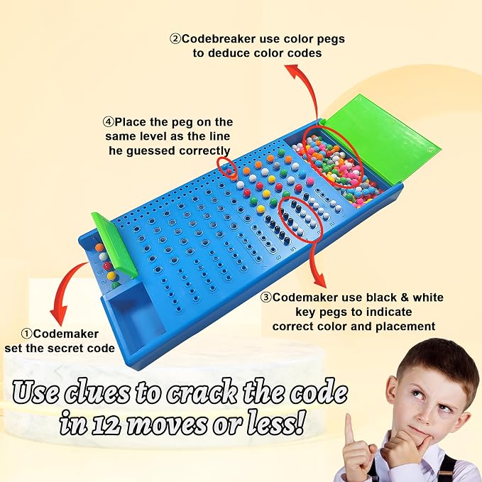 KIDAMI Code Breaker, Classic Codebreaking Travel Board Game, Blue | 2 Player Battle, Brain Puzzle Set, Lightweight Carrying, Portable Storage Box, Kids Toddlers Adults Gift for Family Learning