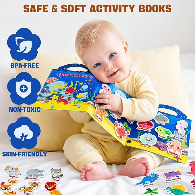 Activity Books for Toddlers 1-3|Felt Montessori Busy Book for Toddlers | Educational Learning Toys for 2 Year Olds|Preschool Sensory Fine Motor skills Sorting Birthday Gifts