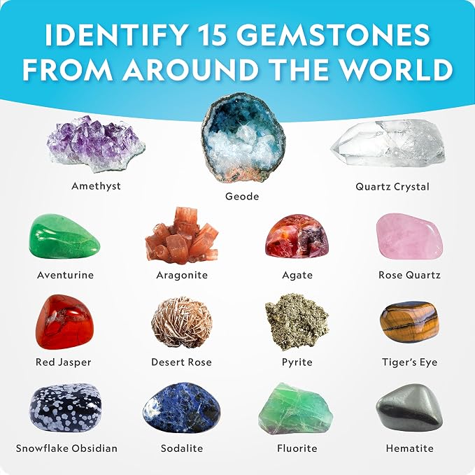 NATIONAL GEOGRAPHIC Mega Gemstone Dig Kit – Dig Up 15 Real Gemstones and Crystals, Science Kit for Kids, Gem Digging Kit, Gift for Girls and Boys, Mining Kit, Rock Collection | Amethyst, Pyrite, Quartz & More, Gem Mining Activity, Excavation Tools, Mag...
