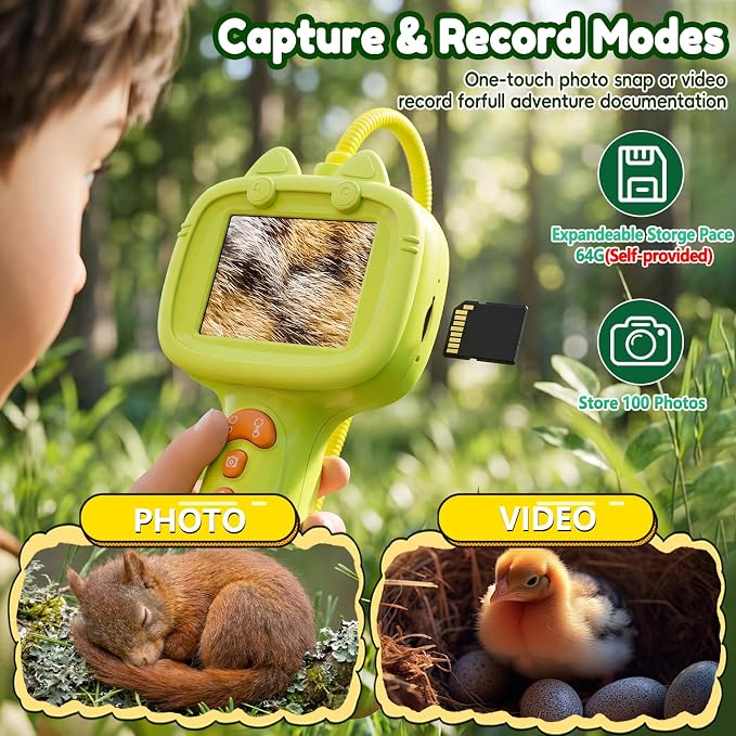 Kids Borescope Camera with Light-STEM Science Educational Toy for 3 4 5 6 7 8 Years Old Boys & Girls Birthday Gift-Discovery & Exploration Flexible Snake Scope Battery