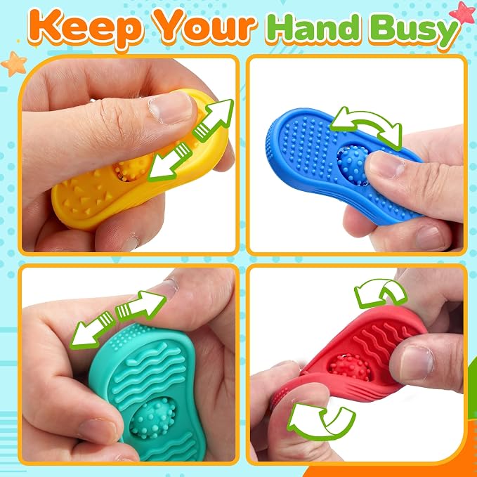 Classroom Must Have Sensory Fidget Toys For Kids 6 Pack Silicone Worry Stones for Autism & ADHD Calming Down Quiet Figette Stress Toys for Anxiety Relief Office Desk Toy Set Easter Basket Stuffer Gift
