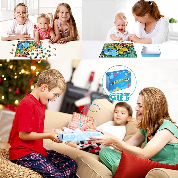 LELEMON 100 Pieces Underwater World Jigsaw Puzzles for Kids Ages 4-8 Year Old Dolphins Fishes Jigsaw Puzzle for Children Boys Girls Learning Ocean Educational Puzzles Toys